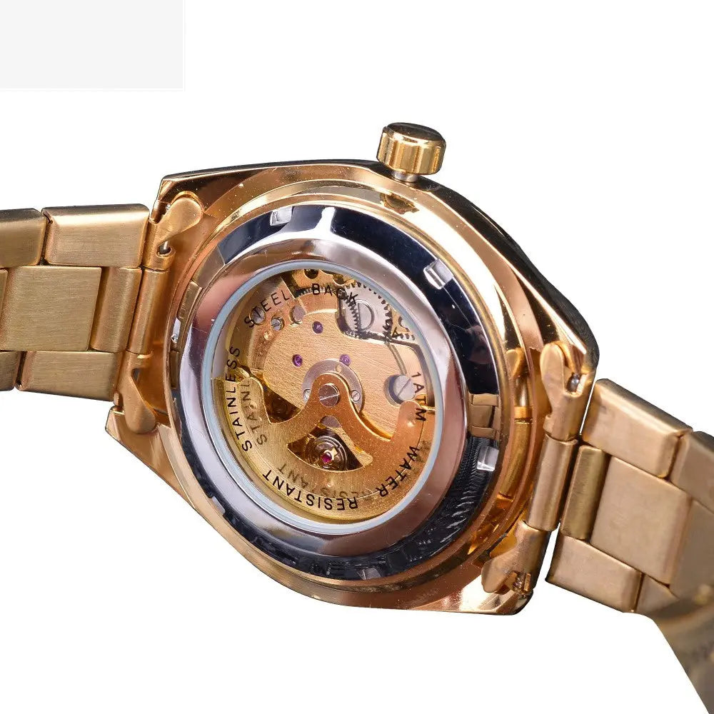 Men's Fashion Casual Steel Band Skeleton Mechanical Watch - WAlMYe #
