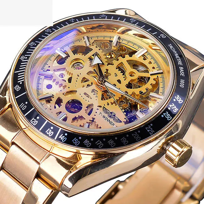 Men's Fashion Casual Steel Band Skeleton Mechanical Watch - WAlMYe #