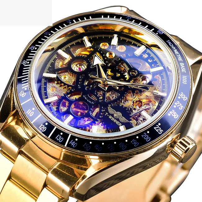 Men's Fashion Casual Steel Band Skeleton Mechanical Watch - WAlMYe #