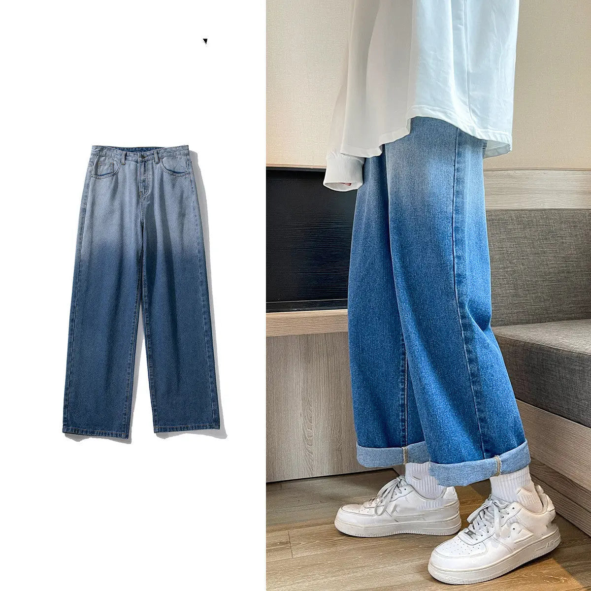 Men's Fashion Casual Straight Loose-fitting Jeans - WAlMYe #