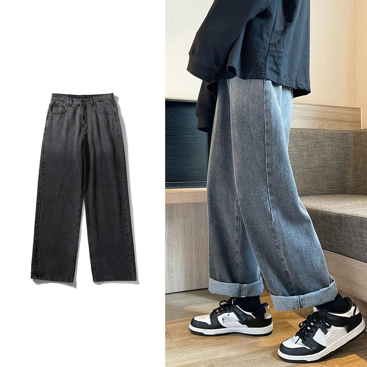 Men's Fashion Casual Straight Loose-fitting Jeans - WAlMYe #