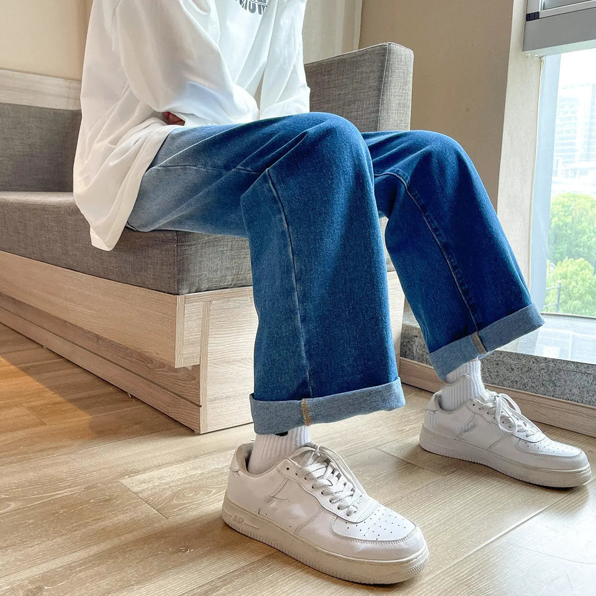 Men's Fashion Casual Straight Loose-fitting Jeans - WAlMYe #