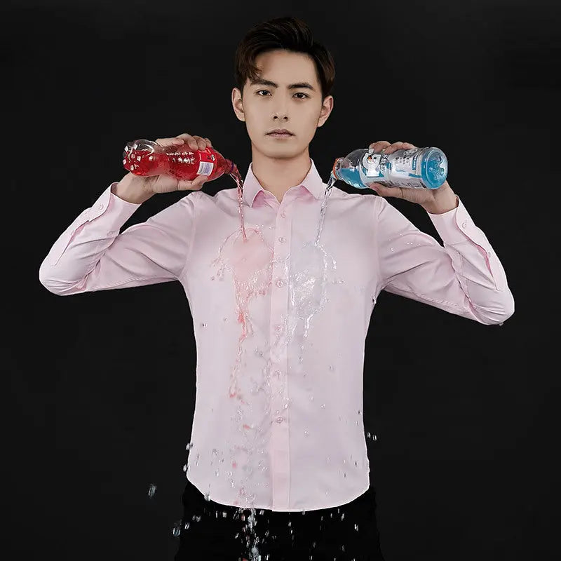 Men's Formal Business Solid Color Long Sleeved Shirt - WAlMYe #