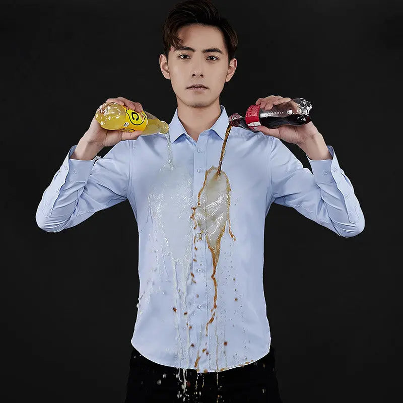 Men's Formal Business Solid Color Long Sleeved Shirt - WAlMYe #