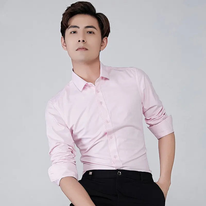 Men's Formal Business Solid Color Long Sleeved Shirt - WAlMYe #