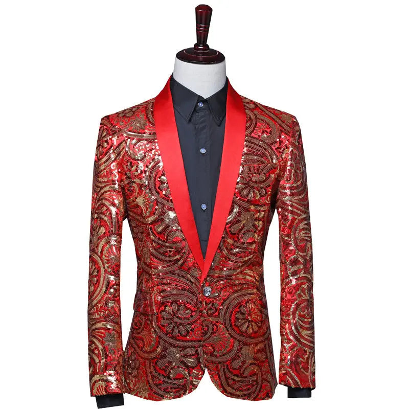 Men's Green Fruit Collar Stage Performance Suit Jacket - WAlMYe #
