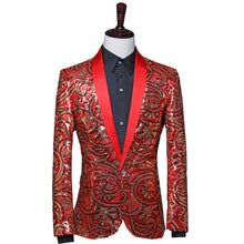 Load image into Gallery viewer, Men&#39;s Green Fruit Collar Stage Performance Suit Jacket - WAlMYe #
