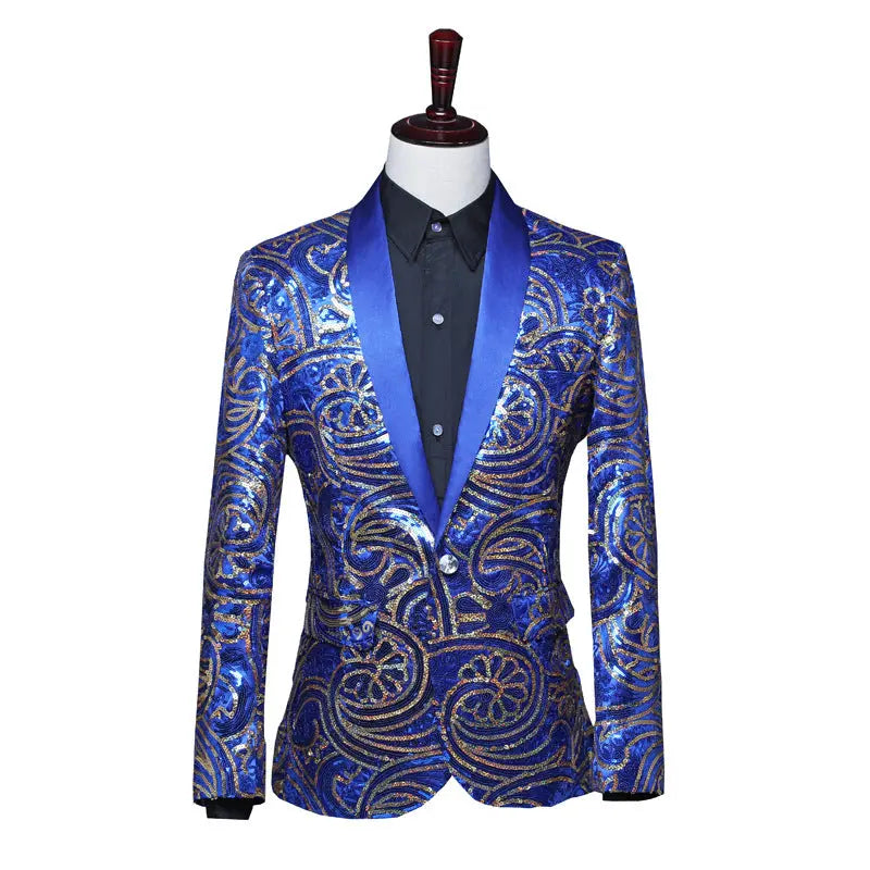 Men's Green Fruit Collar Stage Performance Suit Jacket - WAlMYe #