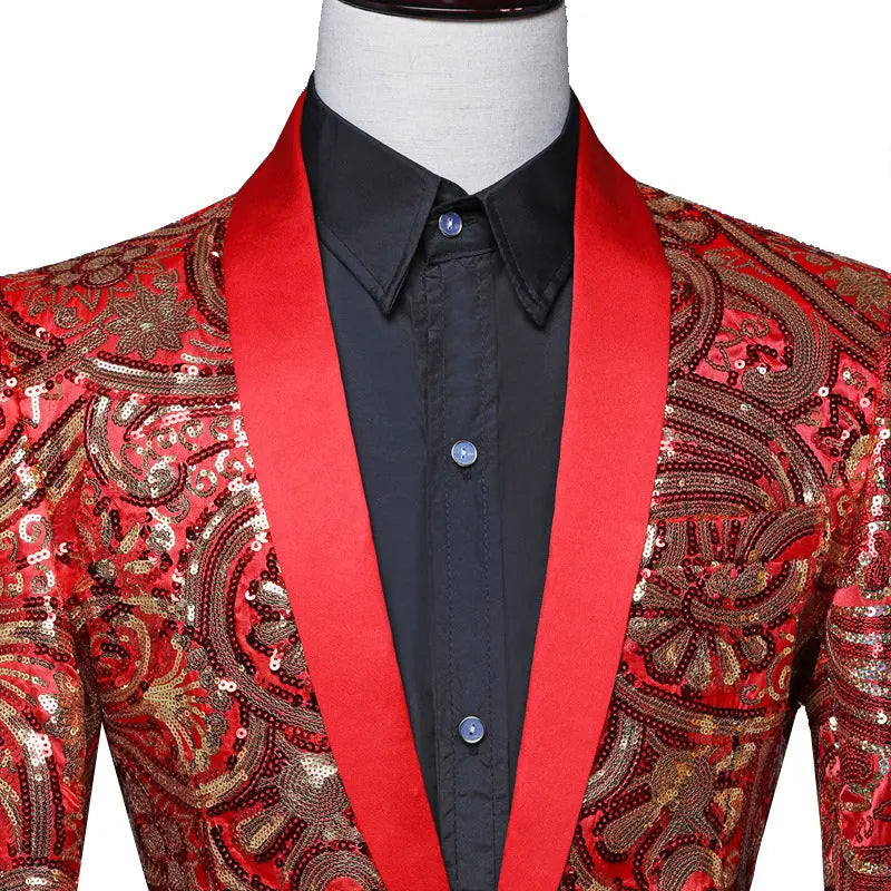 Men's Green Fruit Collar Stage Performance Suit Jacket - WAlMYe #