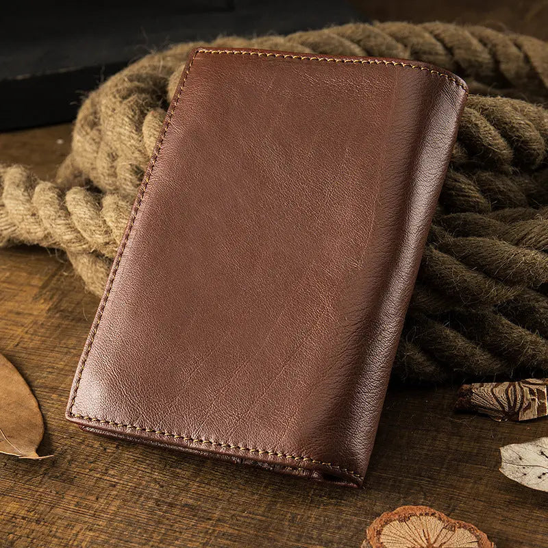 Men's Handmade Literary Vertical Leather Wallet - WAlMYe #