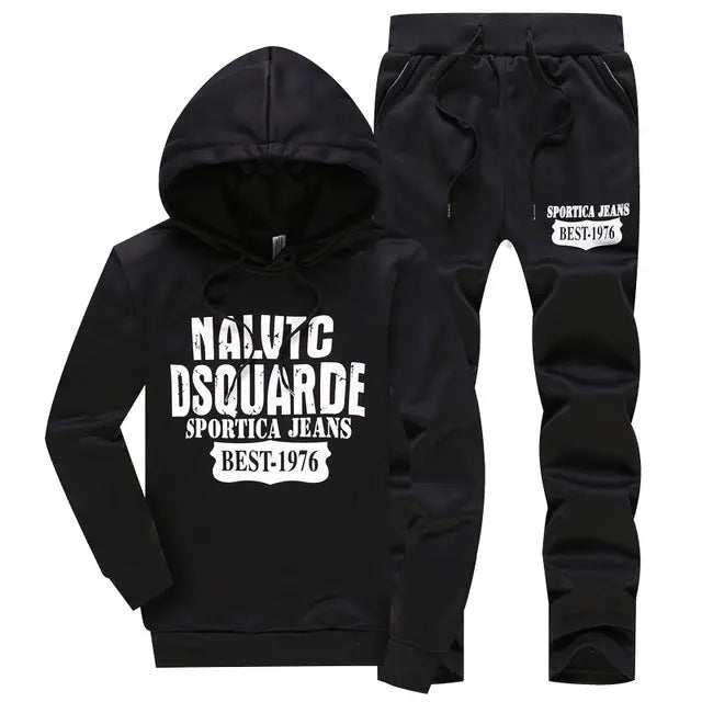 Men's Hooded Letter Sweatshirt Set - WAlMYe #