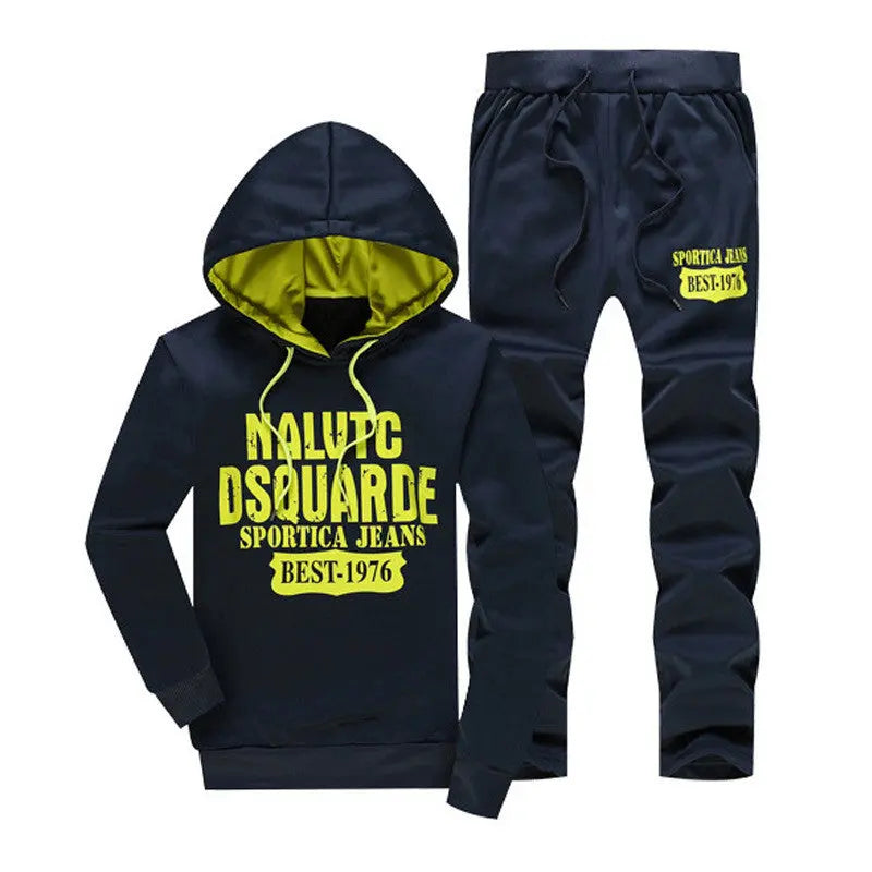 Men's Hooded Letter Sweatshirt Set - WAlMYe #
