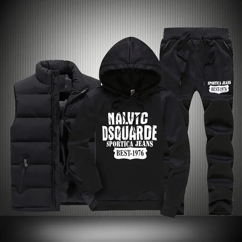 Men's Hooded Letter Sweatshirt Set - WAlMYe #