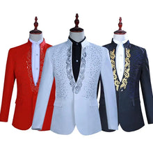 Load image into Gallery viewer, Men&#39;s Hot Flower Hot Rhinestone Stand Collar Suit - WAlMYe #
