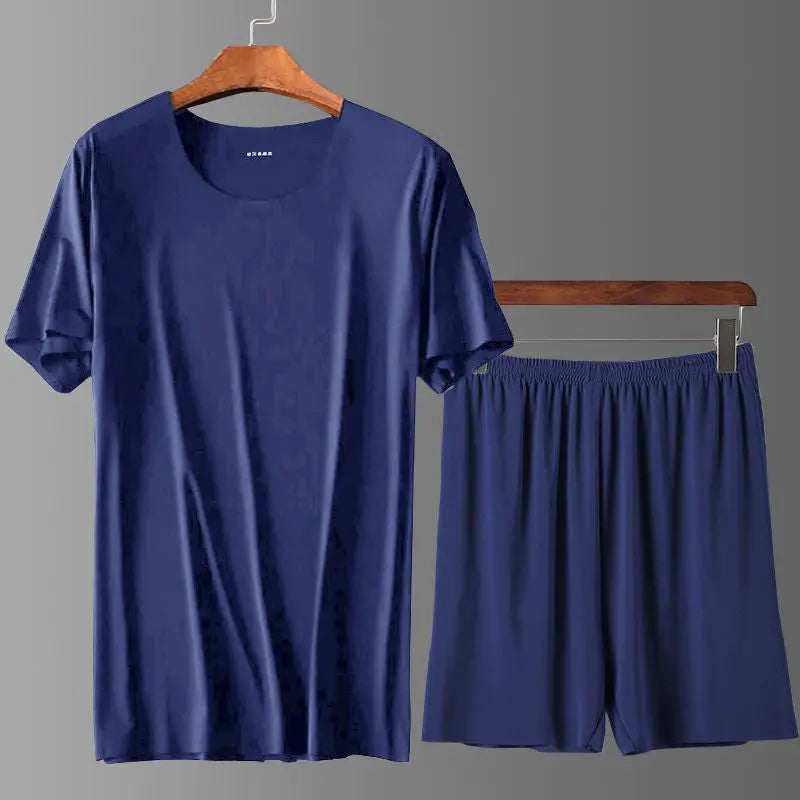 Men's Ice Silk Seamless Short Sleeve Suit Men's Round Neck Two-Piece Suit - WAlMYe #