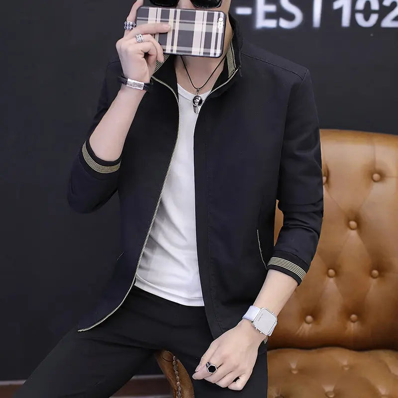 Men's Jacket Casual Slim Youth Jacket Washed Cotton Korean Jacket - WAlMYe #