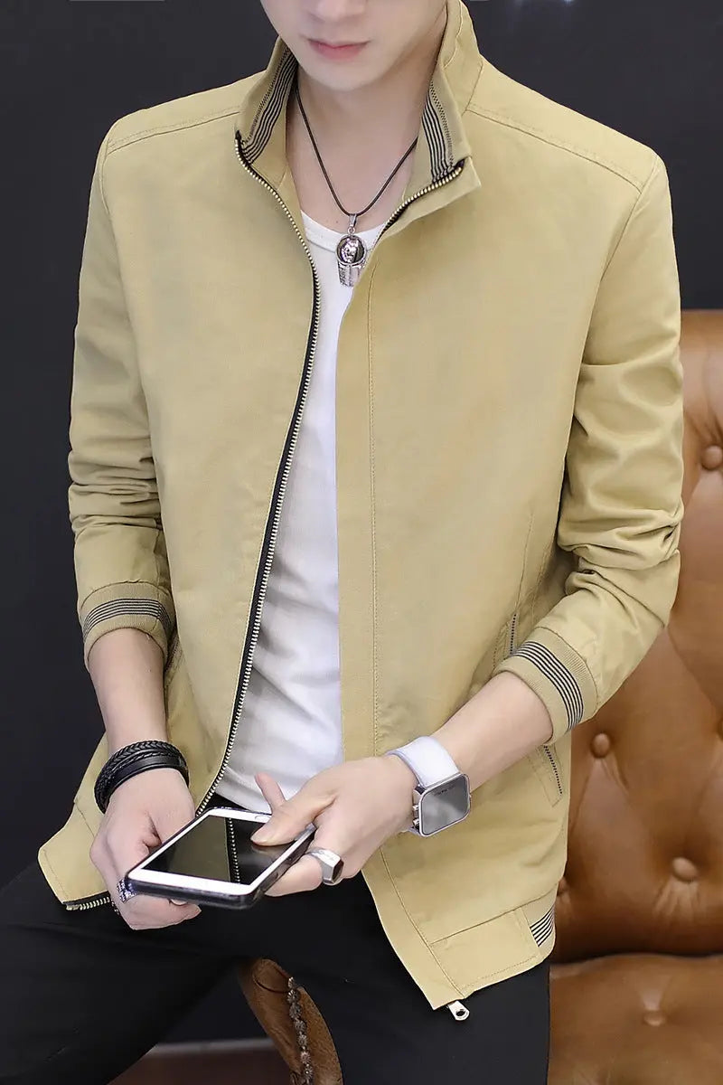 Men's Jacket Casual Slim Youth Jacket Washed Cotton Korean Jacket - WAlMYe #