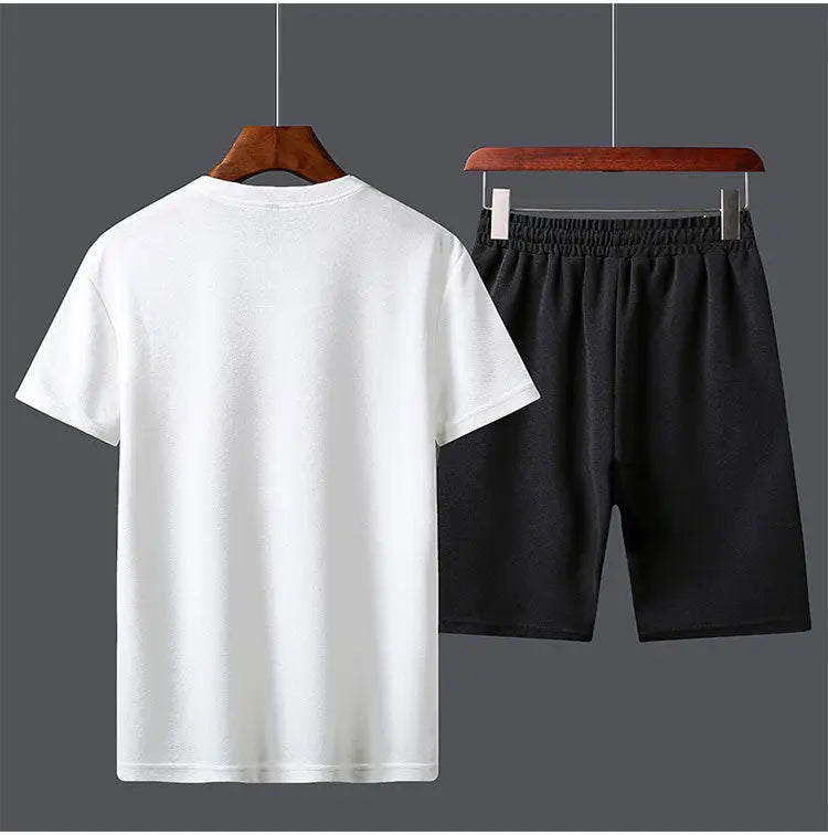 Men's Letter Print T-Shirt Shorts Two-Piece Set - WAlMYe #