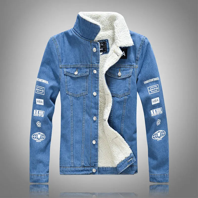 Men's Padded Jacket Lamb Down Plus Cashmere Motorcycle Top - WAlMYe #