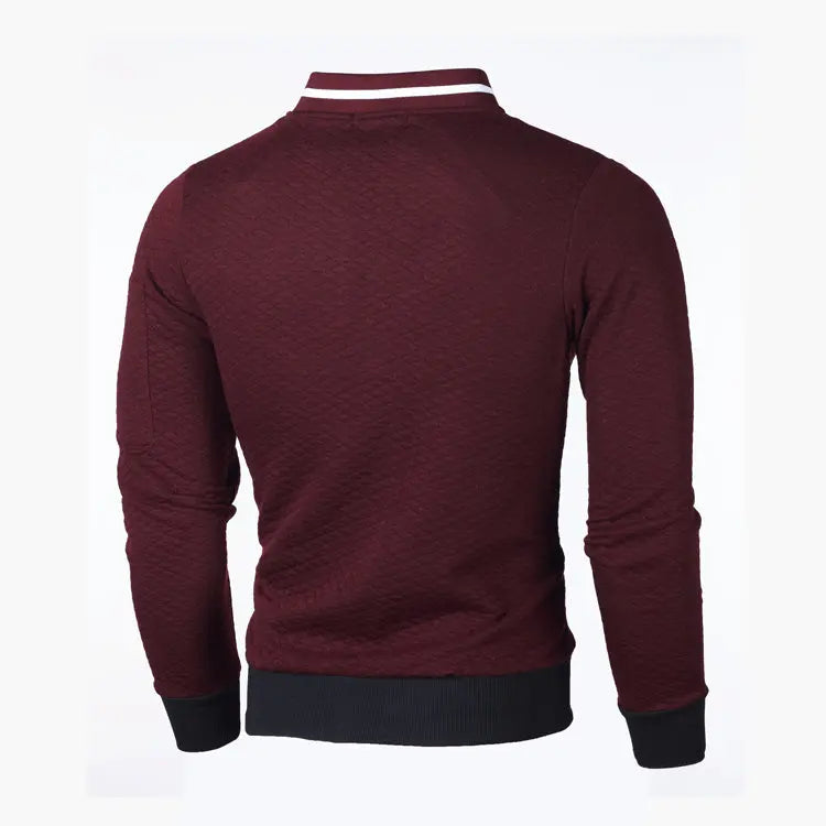 Men's Plaid Solid Color Sardigan Zipper Stand Collar Sweater - WAlMYe #