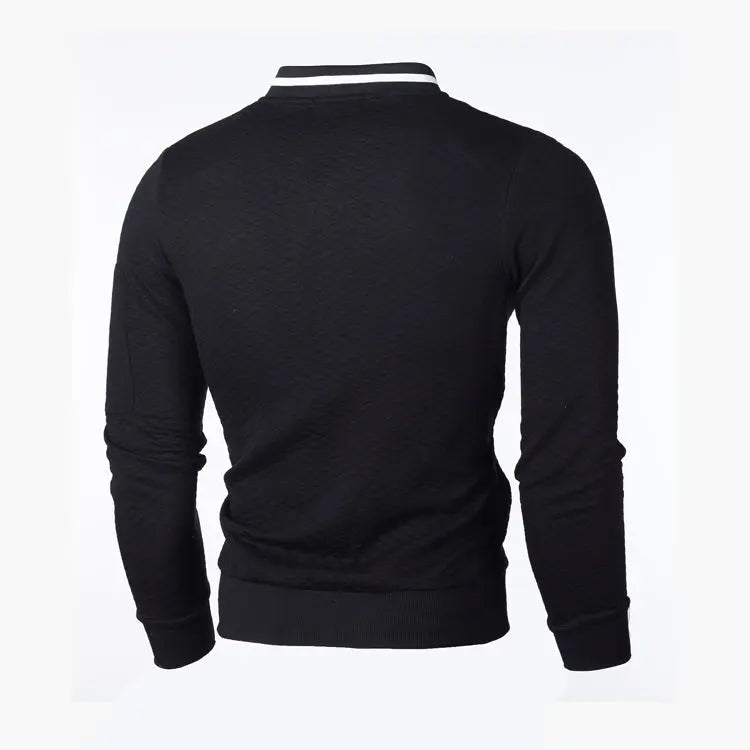 Men's Plaid Solid Color Sardigan Zipper Stand Collar Sweater - WAlMYe #