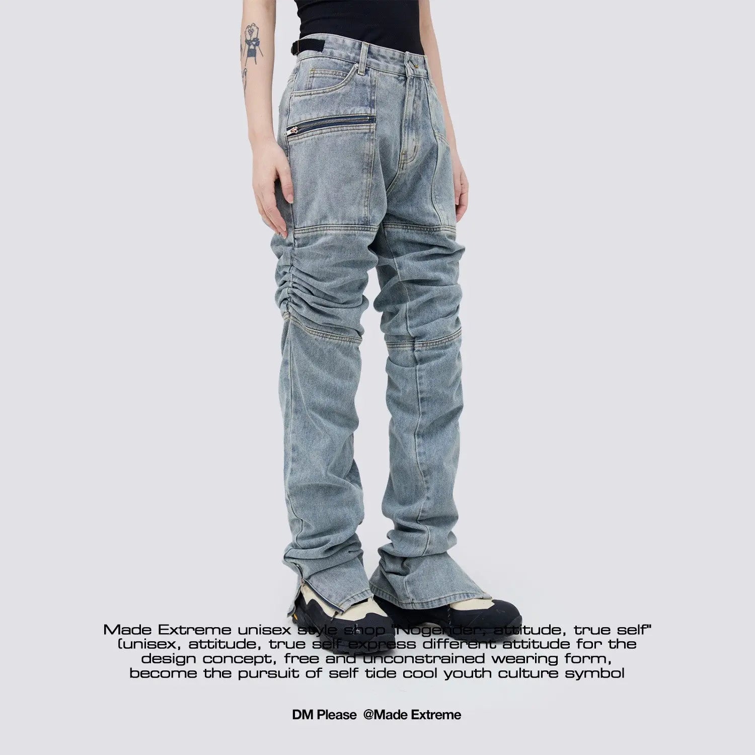 Men's Pleated Distressed Casual Jeans - WAlMYe #