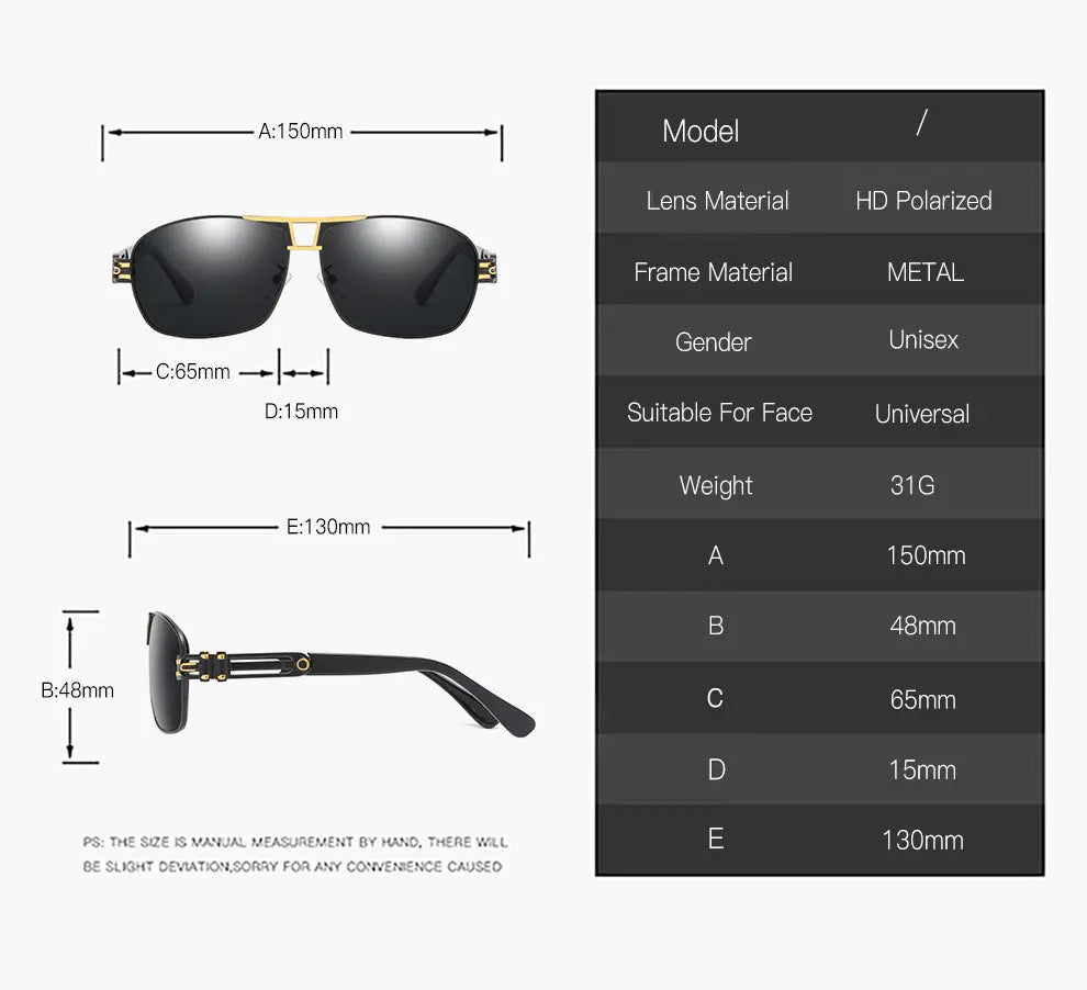 Men's Polarized Sunglasses Large Frame Square Sunglasses Driving Glasses Glasses For Riding Inner Blue Film XY204 - WAlMYe #