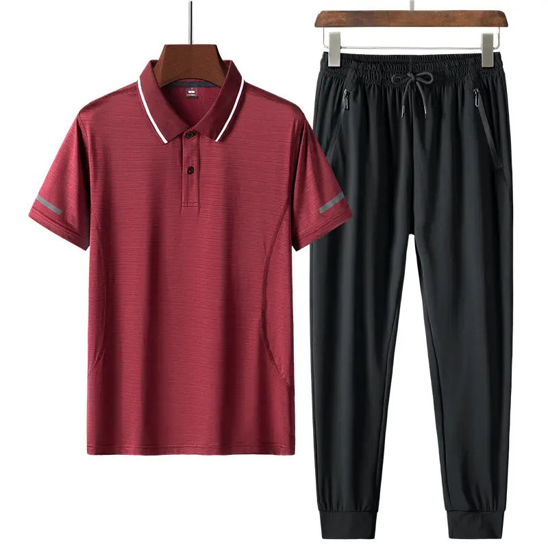 Men's Short-sleeved Suit Summer Leisure Sports Two-piece Suit - WAlMYe #