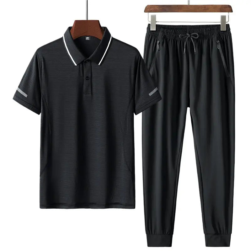 Men's Short-sleeved Suit Summer Leisure Sports Two-piece Suit - WAlMYe #