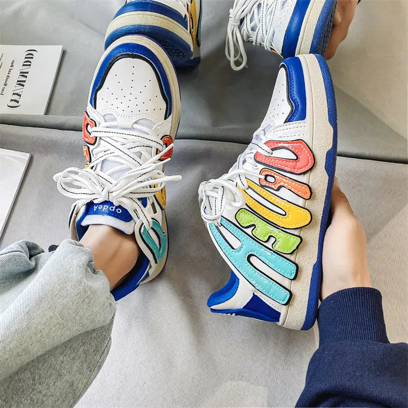 Men's Thick Sole Low Top Lace Up Sports Shoes - WAlMYe #