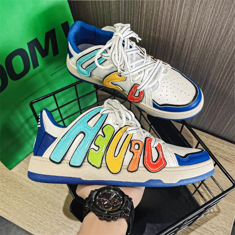 Men's Thick Sole Low Top Lace Up Sports Shoes - WAlMYe #