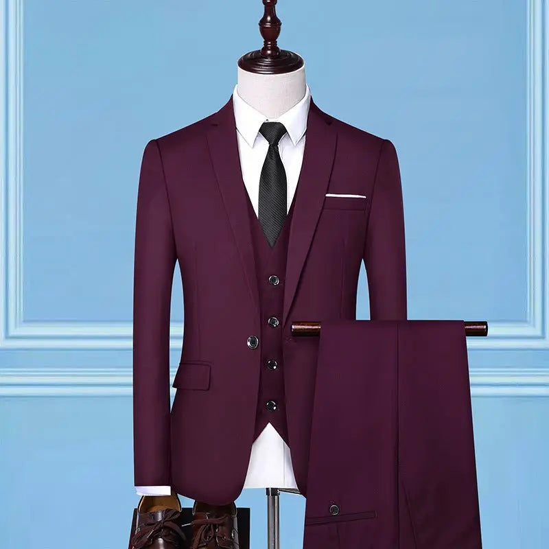 Men's Three-piece Suit Business Casual Korean Professional Formal Wear - WAlMYe #