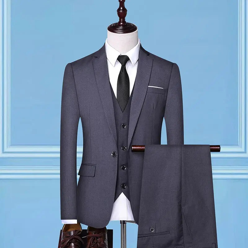 Men's Three-piece Suit Business Casual Korean Professional Formal Wear - WAlMYe #