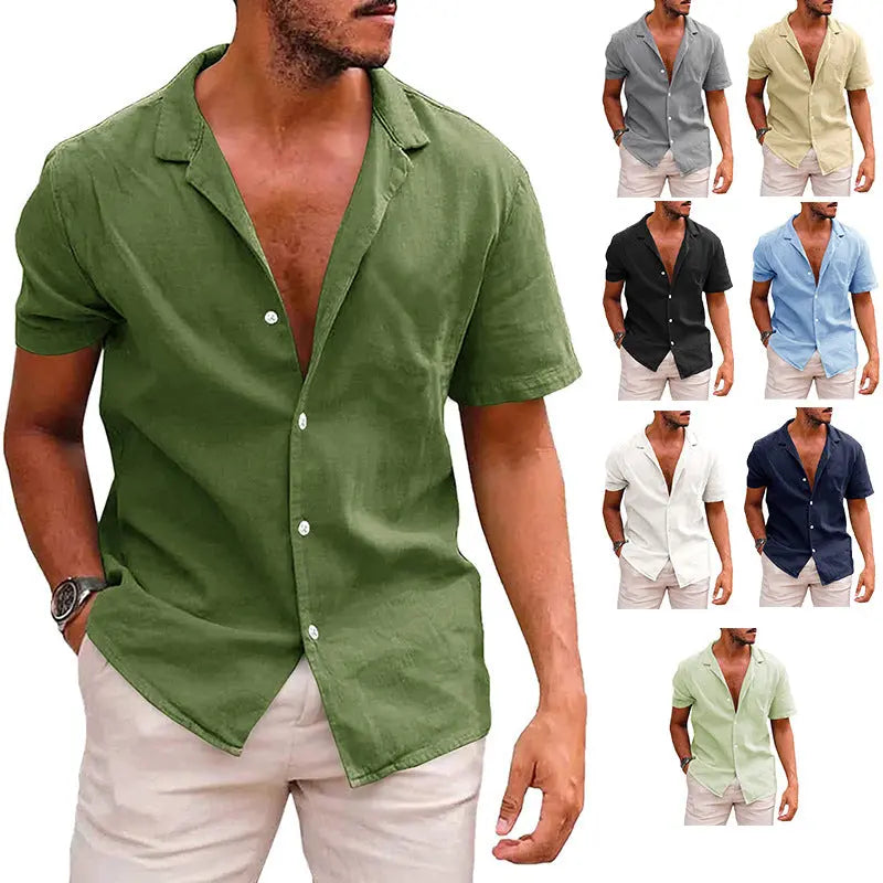 Men's Tops Casual Button Down Shirt Short Sleeve Beach Shirt Summer - WAlMYe #