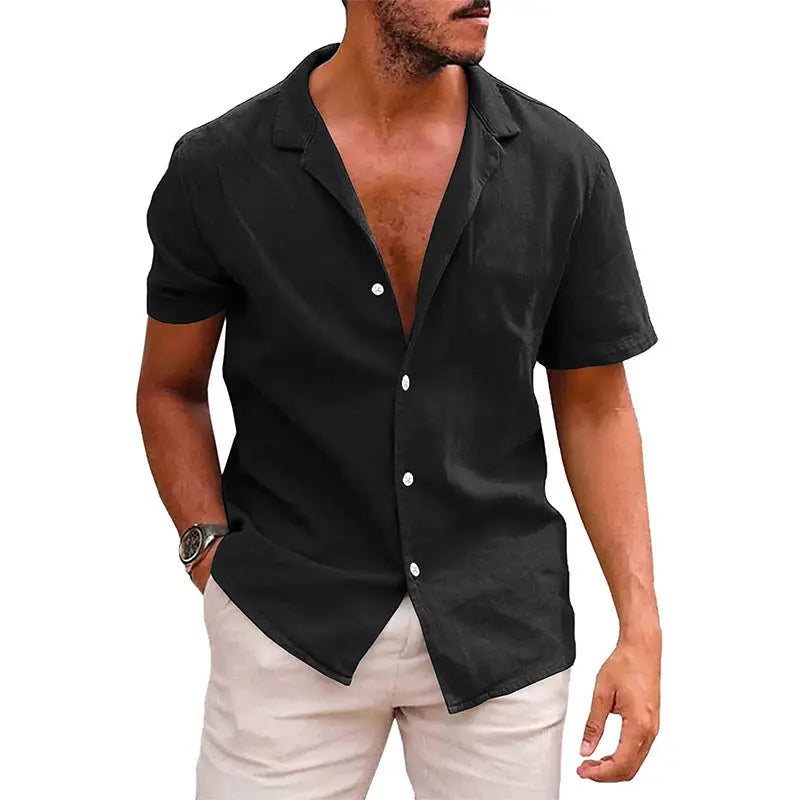Men's Tops Casual Button Down Shirt Short Sleeve Beach Shirt Summer - WAlMYe #