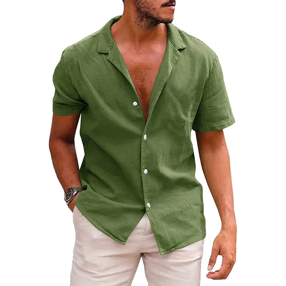 Men's Tops Casual Button Down Shirt Short Sleeve Beach Shirt Summer - WAlMYe #