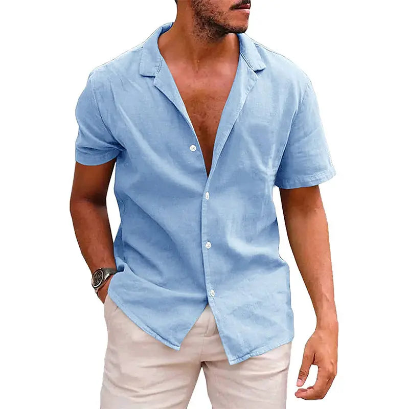 Men's Tops Casual Button Down Shirt Short Sleeve Beach Shirt Summer - WAlMYe #