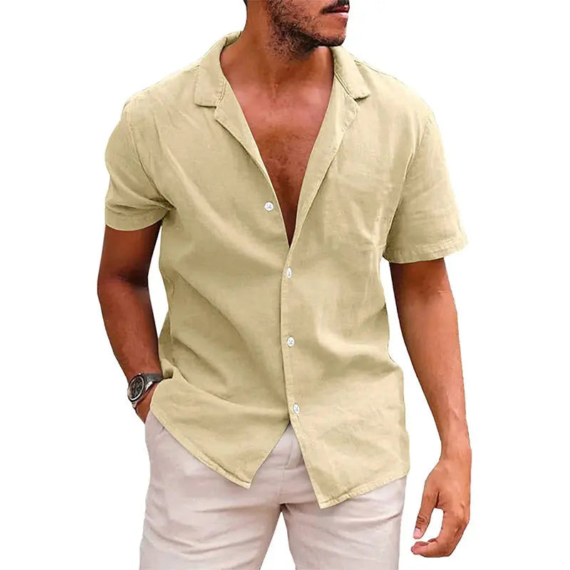 Men's Tops Casual Button Down Shirt Short Sleeve Beach Shirt Summer - WAlMYe #