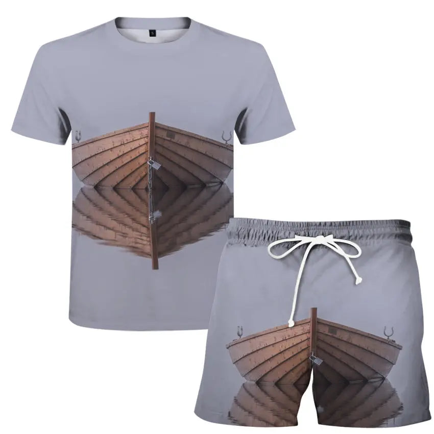 Men's Women's T-Shirt Set Flame 3D Digital Printing T-Shirt Fashion Casual Two-Piece Set - WAlMYe #