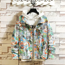 Load image into Gallery viewer, Men&#39;s graffiti camouflage denim jacket - WAlMYe #
