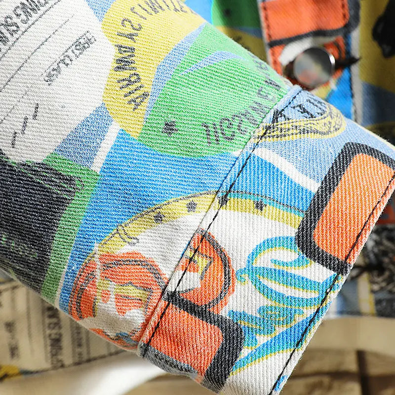 Men's graffiti camouflage denim jacket - WAlMYe #