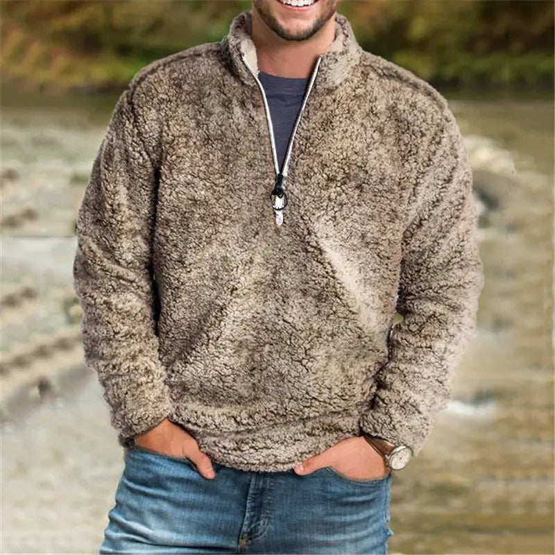 Men'sWarm Top Casual Loose Solid Color Thickened Coat - WAlMYe #