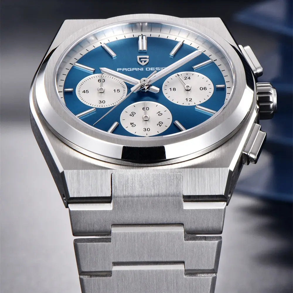 Mens Fashion Blue Quartz Waterproof Chronograph Watch - WAlMYe #