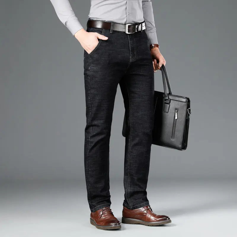 Middle-aged Loose Straight Mid-waist Stretch Business Pants - WAlMYe #