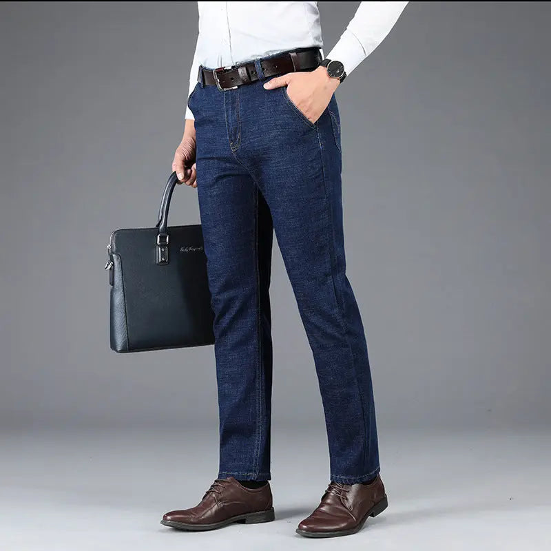 Middle-aged Loose Straight Mid-waist Stretch Business Pants - WAlMYe #