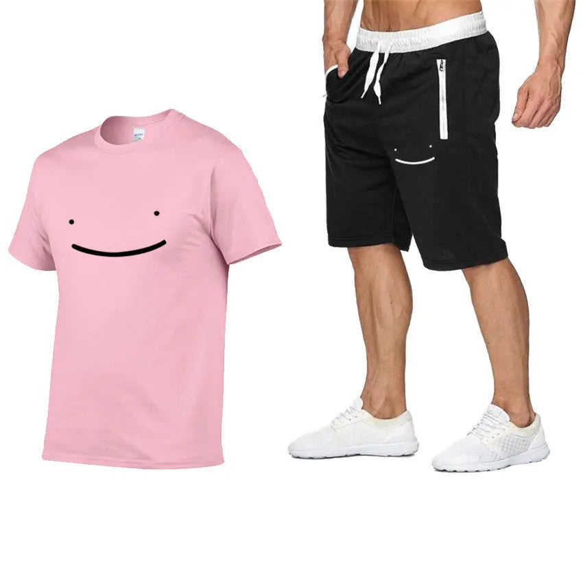 New 2D Printed Short Sleeved Round Neck Casual Suit - WAlMYe #