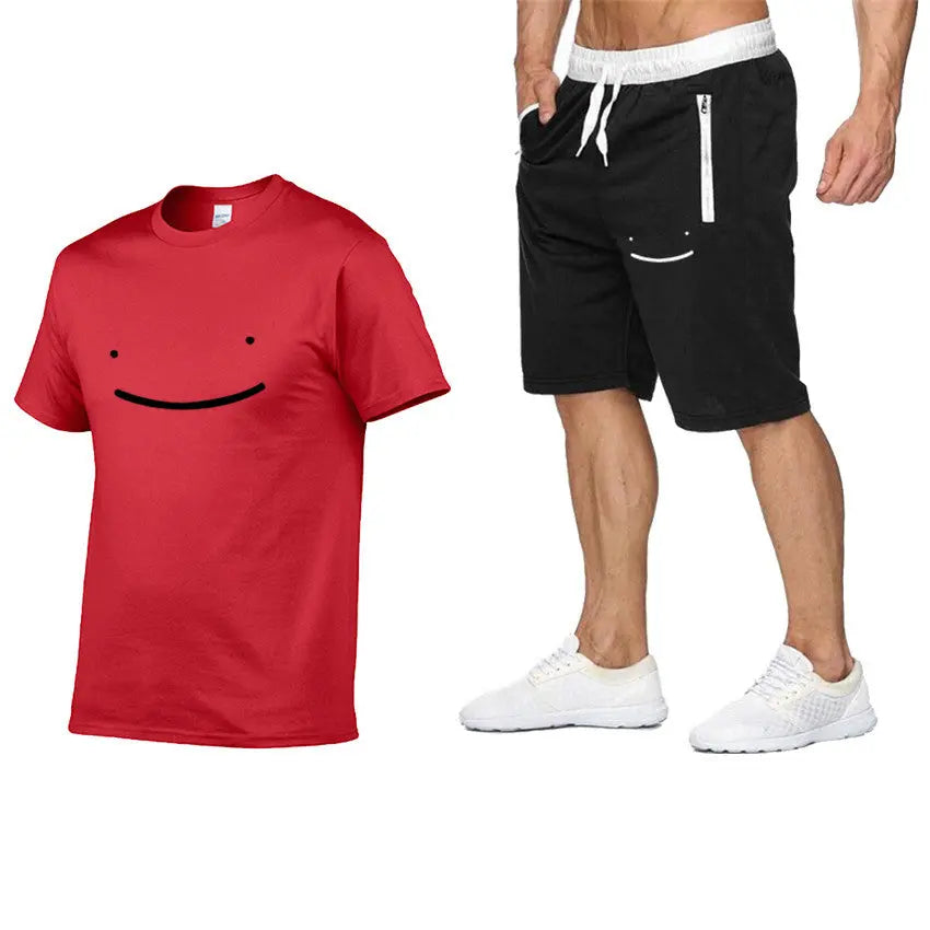 New 2D Printed Short Sleeved Round Neck Casual Suit - WAlMYe #