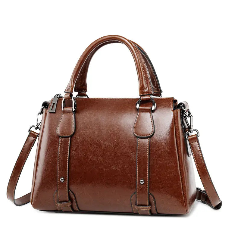 New Fashion Leather Handbags Cowhide Ladies Shoulder Handbags - WAlMYe #