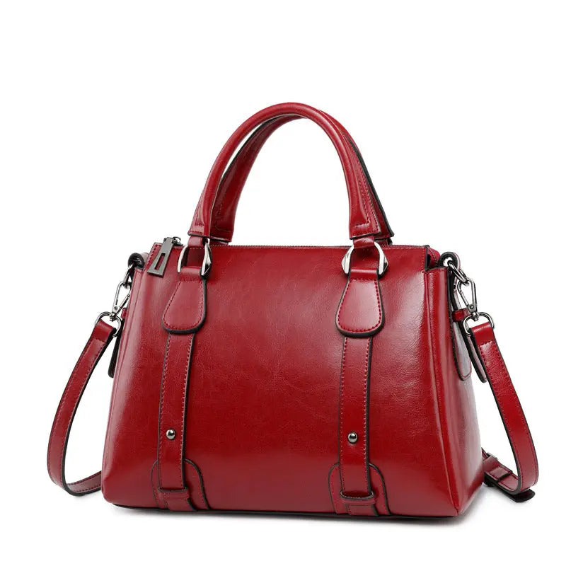 New Fashion Leather Handbags Cowhide Ladies Shoulder Handbags - WAlMYe #