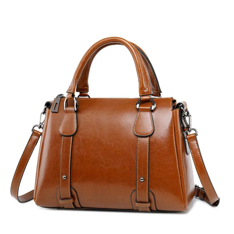 New Fashion Leather Handbags Cowhide Ladies Shoulder Handbags - WAlMYe #